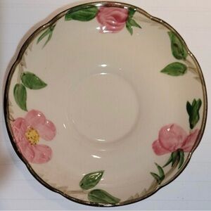 Franciscan Desert Rose Saucer Floral Ceramic Saucer with Pink and Green Design.